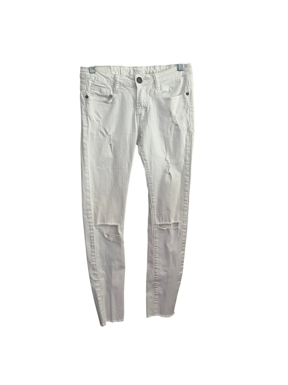 Machine Nouvelle Mode Distressed White Jeans Women’s Size 27 Raw Hem